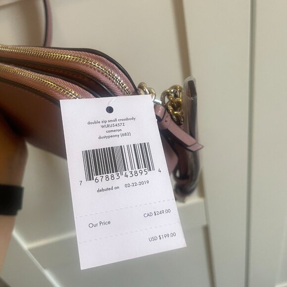 Kate Spade Cameron Double Zip Small Crossbody Bag in Dusty Peony Pink - Picture 13 of 16
